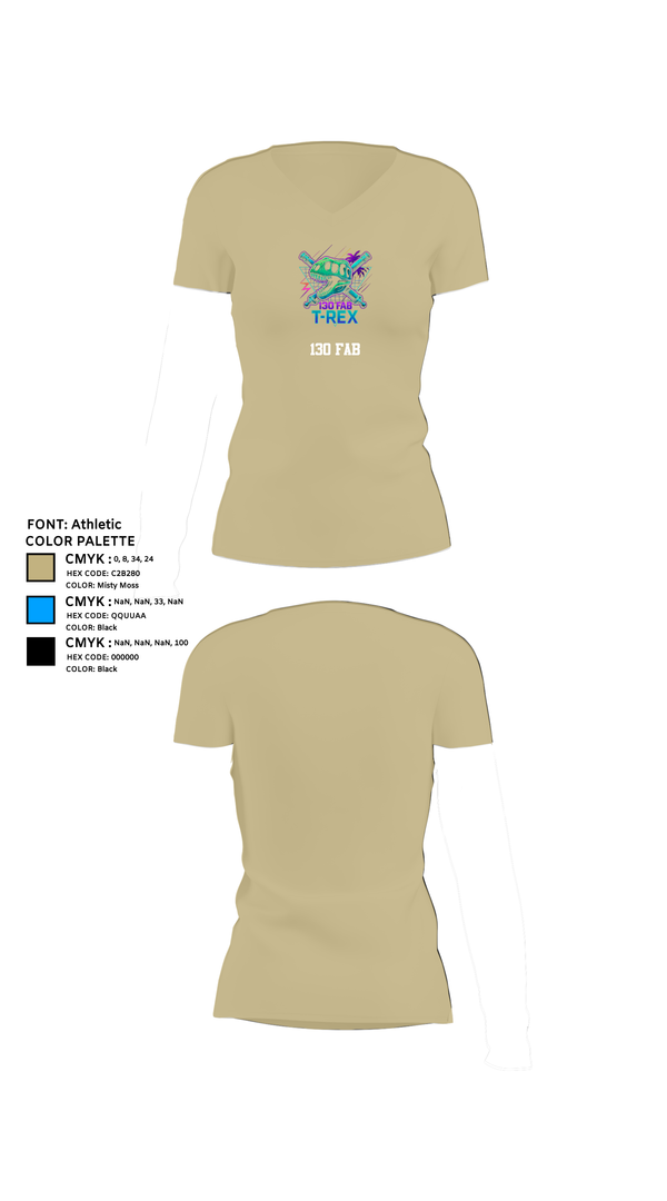 Womens Short Sleeve Vneck Shirt, 130 FAB, Army, Teamtime, Team time, sublimation, custom sports apparel, team uniforms, spirit wear, spiritwear, sports uniforms, custom shirts, team store, custom team store, fundraiser sports, apparel fundraiser