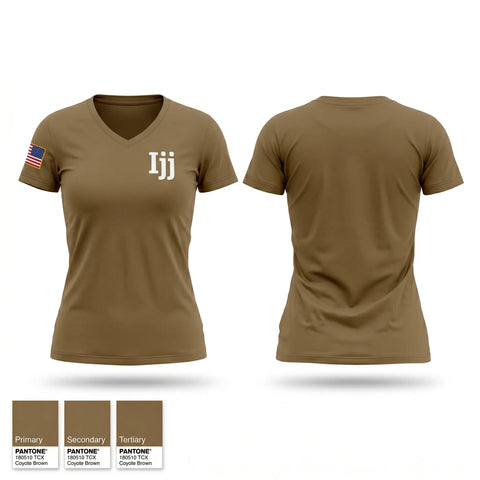 Womens Short Sleeve Vneck Shirt, Ijj, Army, Teamtime, Team time, sublimation, custom sports apparel, team uniforms, spirit wear, spiritwear, sports uniforms, custom shirts, team store, custom team store, fundraiser sports, apparel fundraiser
