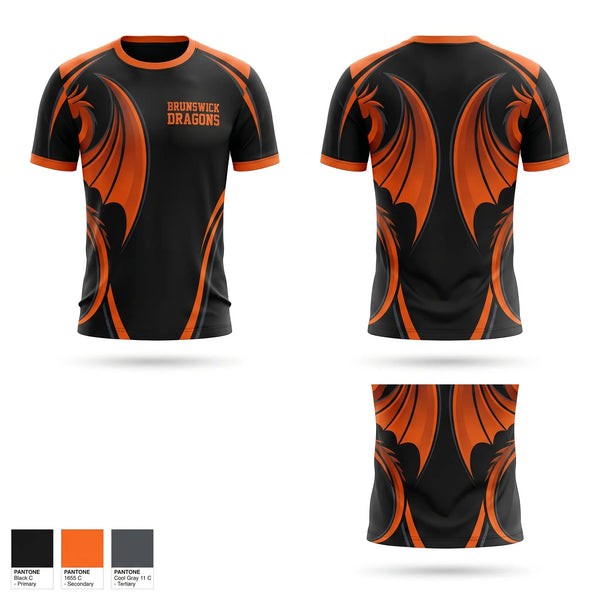 Short Sleeve Performance Shirt, Brunswick Dragons, Women's Basketball, Teamtime, Team time, sublimation, custom sports apparel, team uniforms, spirit wear, spiritwear, sports uniforms, custom shirts, team store, custom team store, fundraiser sports, apparel fundraiser