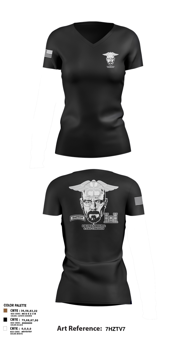 Womens Short Sleeve Vneck Shirt, Heisenberg’s, Army, Teamtime, Team time, sublimation, custom sports apparel, team uniforms, spirit wear, spiritwear, sports uniforms, custom shirts, team store, custom team store, fundraiser sports, apparel fundraiser