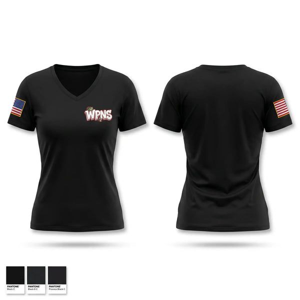 Womens Short Sleeve Vneck Shirt, Osan Weapons, Air Force, Teamtime, Team time, sublimation, custom sports apparel, team uniforms, spirit wear, spiritwear, sports uniforms, custom shirts, team store, custom team store, fundraiser sports, apparel fundraiser