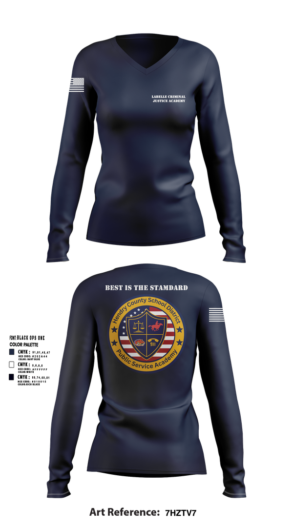 Womens Long Sleeve Vneck Shirt, LaBelle Criminal Justice Academy, Police, Teamtime, Team time, sublimation, custom sports apparel, team uniforms, spirit wear, spiritwear, sports uniforms, custom shirts, team store, custom team store, fundraiser sports, apparel fundraiser