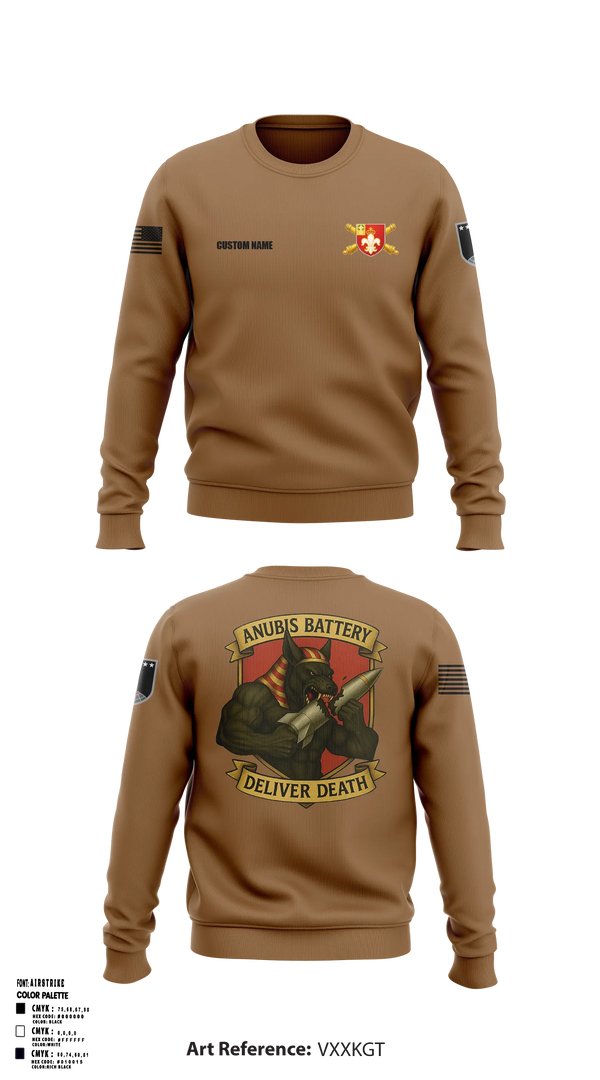 Crew Neck Sweatshirt, Anubis Battery, 3-12 FA, Army, Teamtime, Team time, sublimation, custom sports apparel, team uniforms, spirit wear, spiritwear, sports uniforms, custom shirts, team store, custom team store, fundraiser sports, apparel fundraiser