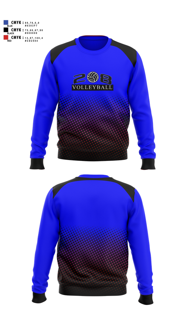Crew Neck Sweatshirt, 208 Volleyball Club, Women's Volleyball, Teamtime, Team time, sublimation, custom sports apparel, team uniforms, spirit wear, spiritwear, sports uniforms, custom shirts, team store, custom team store, fundraiser sports, apparel fundraiser