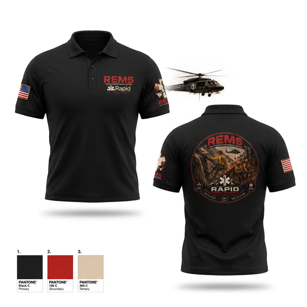 Short Sleeve Performance Polo, Rapid Emergency Management, EMS/EMT, Teamtime, Team time, sublimation, custom sports apparel, team uniforms, spirit wear, spiritwear, sports uniforms, custom shirts, team store, custom team store, fundraiser sports, apparel fundraiser