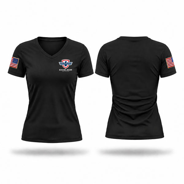 Womens Short Sleeve Vneck Shirt, Excelsior Defense INC, Police, Teamtime, Team time, sublimation, custom sports apparel, team uniforms, spirit wear, spiritwear, sports uniforms, custom shirts, team store, custom team store, fundraiser sports, apparel fundraiser