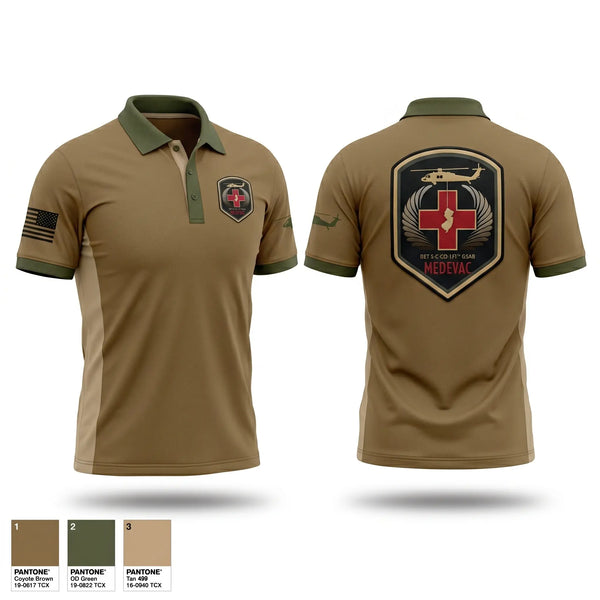 Short Sleeve Performance Polo, 1-171 MEDEVAC, National Guard, Teamtime, Team time, sublimation, custom sports apparel, team uniforms, spirit wear, spiritwear, sports uniforms, custom shirts, team store, custom team store, fundraiser sports, apparel fundraiser