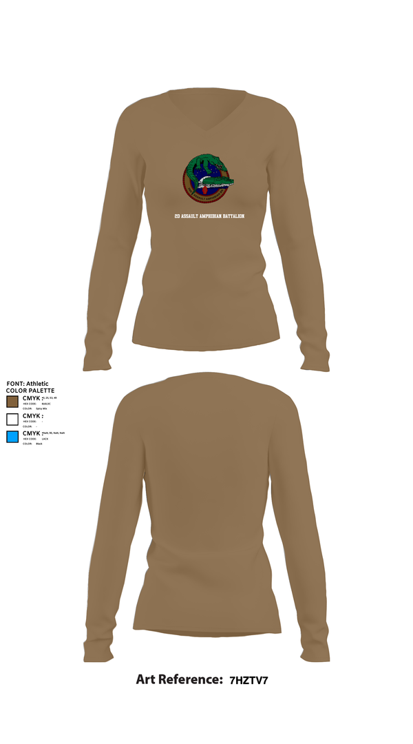 Womens Long Sleeve Vneck Shirt, 2d Assault Amphibian Battalion, , Teamtime, Team time, sublimation, custom sports apparel, team uniforms, spirit wear, spiritwear, sports uniforms, custom shirts, team store, custom team store, fundraiser sports, apparel fundraiser