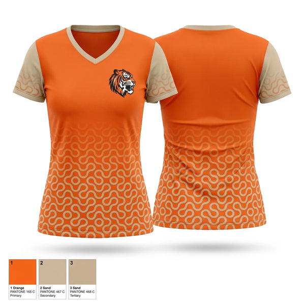 Womens Short Sleeve Vneck Shirt, HERRIN TIGERS, Cross Country, Teamtime, Team time, sublimation, custom sports apparel, team uniforms, spirit wear, spiritwear, sports uniforms, custom shirts, team store, custom team store, fundraiser sports, apparel fundraiser