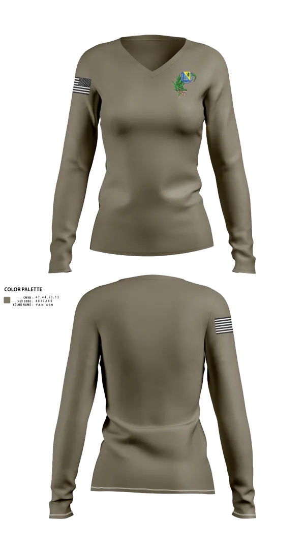 Womens Long Sleeve Vneck Shirt, 490th CBRN BN, , Teamtime, Team time, sublimation, custom sports apparel, team uniforms, spirit wear, spiritwear, sports uniforms, custom shirts, team store, custom team store, fundraiser sports, apparel fundraiser