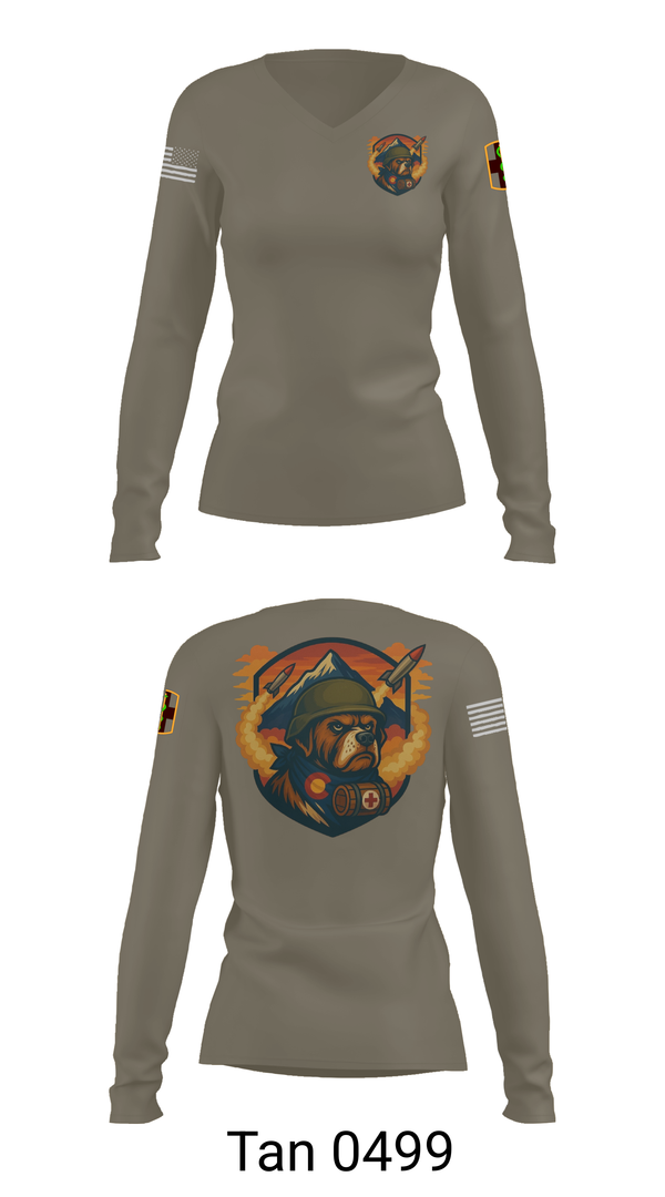 Womens Long Sleeve Vneck Shirt, 10th Field Hospital (FWD), , Teamtime, Team time, sublimation, custom sports apparel, team uniforms, spirit wear, spiritwear, sports uniforms, custom shirts, team store, custom team store, fundraiser sports, apparel fundraiser