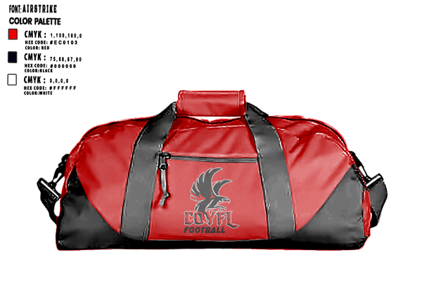 Duffle Bag, Carteret-Onslow Youth Football & Cheer League (COYFL) Falcons, , Teamtime, Team time, sublimation, custom sports apparel, team uniforms, spirit wear, spiritwear, sports uniforms, custom shirts, team store, custom team store, fundraiser sports, apparel fundraiser