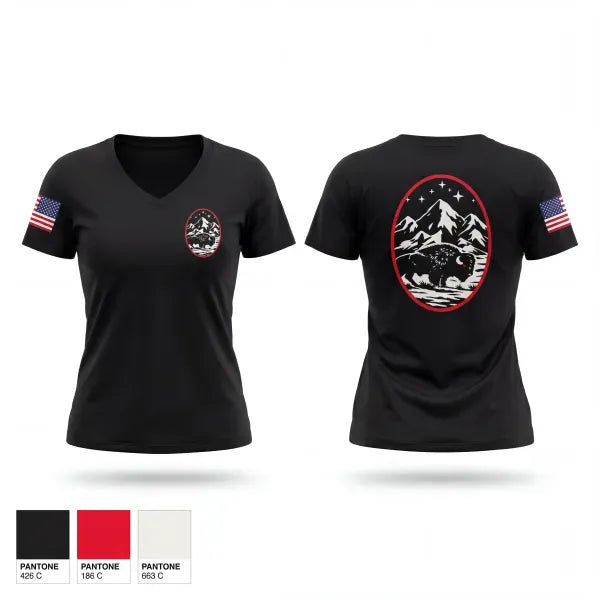 Womens Short Sleeve Vneck Shirt, Mission Operations Center, Space Force, Teamtime, Team time, sublimation, custom sports apparel, team uniforms, spirit wear, spiritwear, sports uniforms, custom shirts, team store, custom team store, fundraiser sports, apparel fundraiser