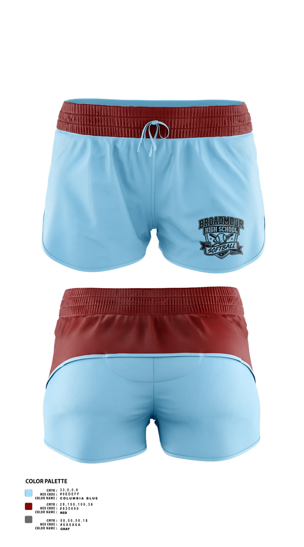 Womens Shorts, Broadmoor High School Softball, Softball, Teamtime, Team time, sublimation, custom sports apparel, team uniforms, spirit wear, spiritwear, sports uniforms, custom shirts, team store, custom team store, fundraiser sports, apparel fundraiser