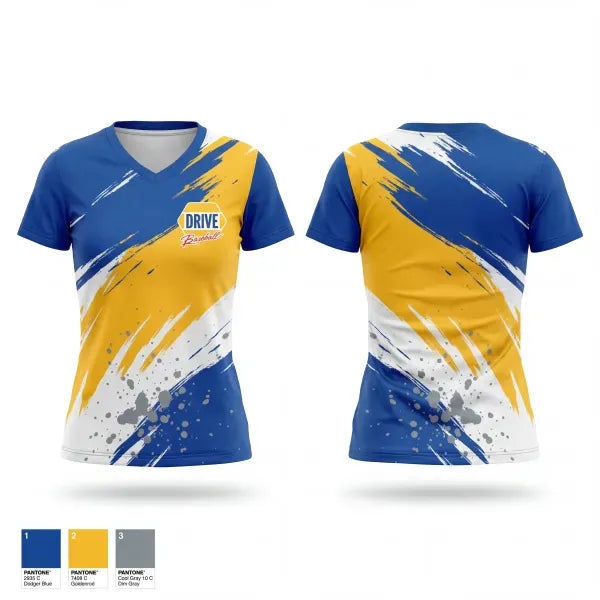 Womens Short Sleeve Vneck Shirt, Dawson DRIVE, Baseball, Teamtime, Team time, sublimation, custom sports apparel, team uniforms, spirit wear, spiritwear, sports uniforms, custom shirts, team store, custom team store, fundraiser sports, apparel fundraiser