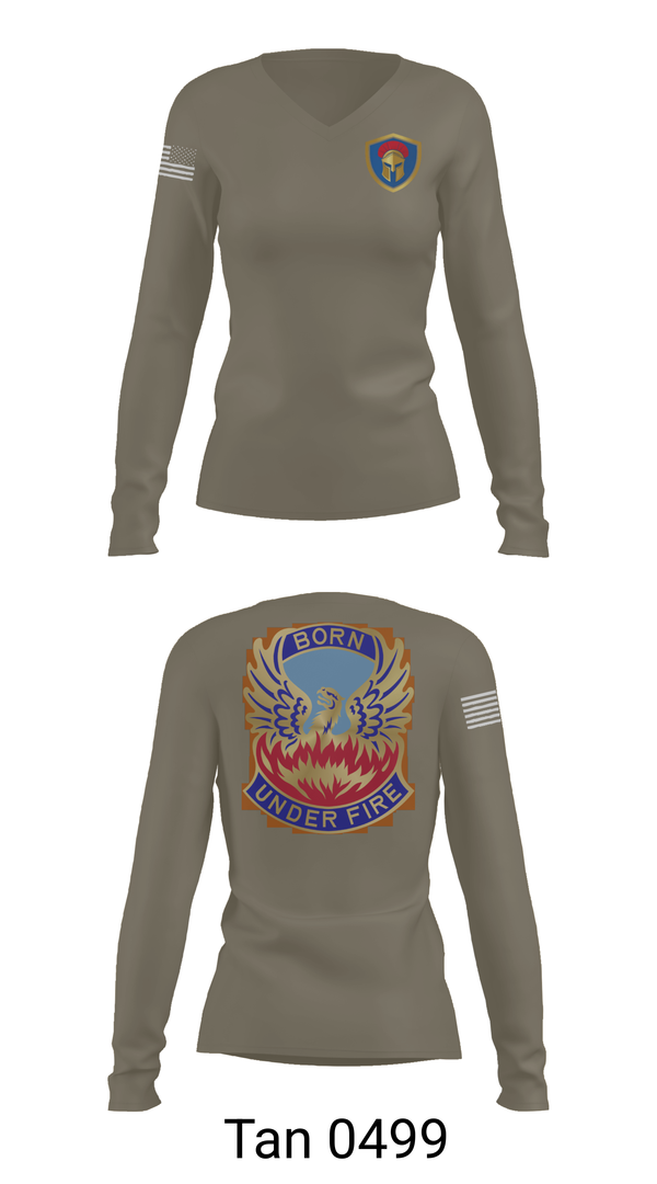 Womens Long Sleeve Vneck Shirt, HHC/128th Aviation Brigade, , Teamtime, Team time, sublimation, custom sports apparel, team uniforms, spirit wear, spiritwear, sports uniforms, custom shirts, team store, custom team store, fundraiser sports, apparel fundraiser