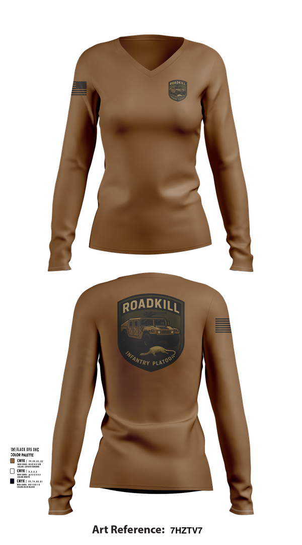 Womens Long Sleeve Vneck Shirt, ROADKILL, , Teamtime, Team time, sublimation, custom sports apparel, team uniforms, spirit wear, spiritwear, sports uniforms, custom shirts, team store, custom team store, fundraiser sports, apparel fundraiser