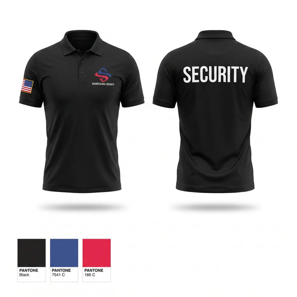 Short Sleeve Performance Polo, Sahara Global Security, Fire Department, Teamtime, Team time, sublimation, custom sports apparel, team uniforms, spirit wear, spiritwear, sports uniforms, custom shirts, team store, custom team store, fundraiser sports, apparel fundraiser