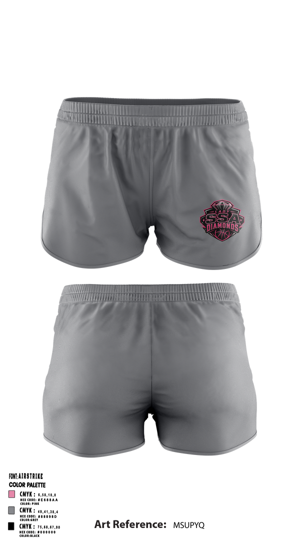 Womens Shorts, SSA Lady Diamonds, Women's Basketball, Teamtime, Team time, sublimation, custom sports apparel, team uniforms, spirit wear, spiritwear, sports uniforms, custom shirts, team store, custom team store, fundraiser sports, apparel fundraiser