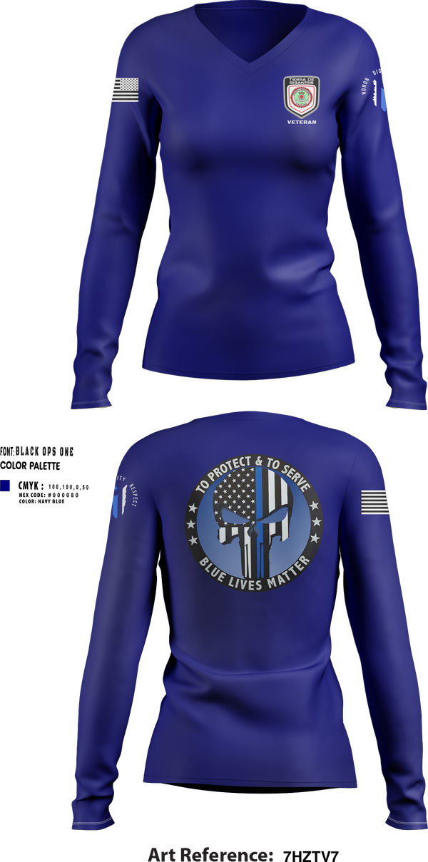 Womens Long Sleeve Vneck Shirt, Policía Municipal de Carolina, , Teamtime, Team time, sublimation, custom sports apparel, team uniforms, spirit wear, spiritwear, sports uniforms, custom shirts, team store, custom team store, fundraiser sports, apparel fundraiser