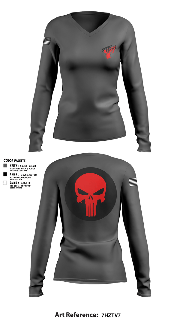 Women's Long Sleeve Vneck Shirt, Street Crimes, Police, Teamtime, Team time, sublimation, custom sports apparel, team uniforms, spirit wear, spiritwear, sports uniforms, custom shirts, team store, custom team store, fundraiser sports, apparel fundraiser
