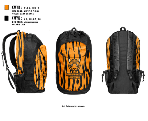 Gear Bag, Tigers, Women's Basketball, Teamtime, Team time, sublimation, custom sports apparel, team uniforms, spirit wear, spiritwear, sports uniforms, custom shirts, team store, custom team store, fundraiser sports, apparel fundraiser
