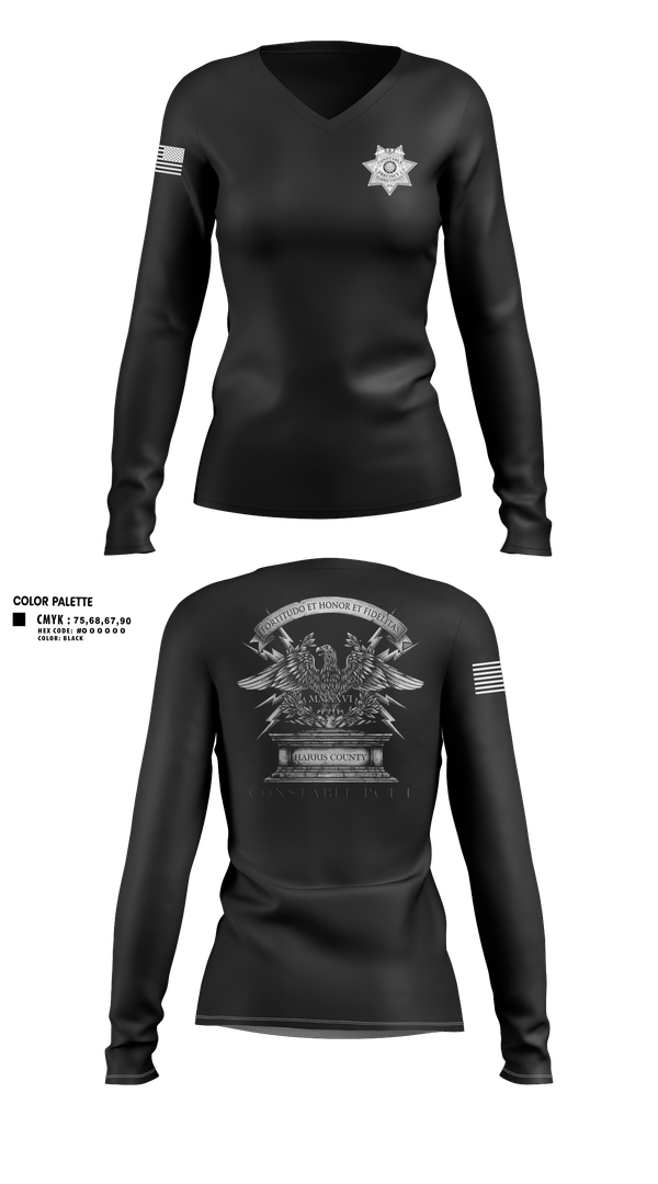 Womens Long Sleeve Vneck Shirt, Harris county pct 1 swat, Police, Teamtime, Team time, sublimation, custom sports apparel, team uniforms, spirit wear, spiritwear, sports uniforms, custom shirts, team store, custom team store, fundraiser sports, apparel fundraiser