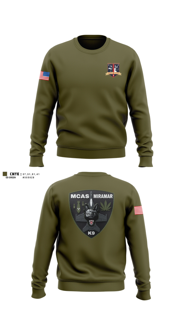 Crew Neck Sweatshirt, MCAS Miramar Military Working Dog Section, Marines, Teamtime, Team time, sublimation, custom sports apparel, team uniforms, spirit wear, spiritwear, sports uniforms, custom shirts, team store, custom team store, fundraiser sports, apparel fundraiser