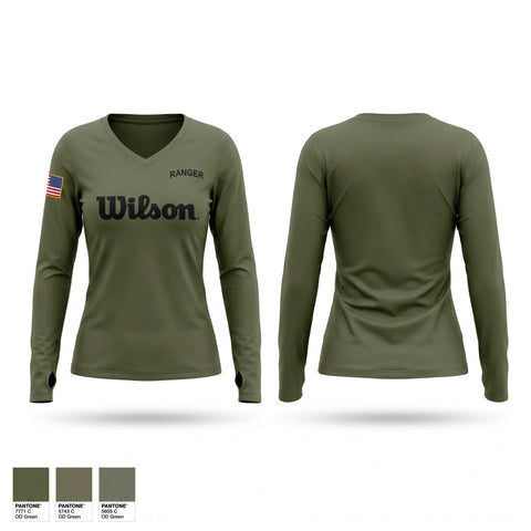 Womens Long Sleeve Vneck Shirt, Wilson, Police, Teamtime, Team time, sublimation, custom sports apparel, team uniforms, spirit wear, spiritwear, sports uniforms, custom shirts, team store, custom team store, fundraiser sports, apparel fundraiser