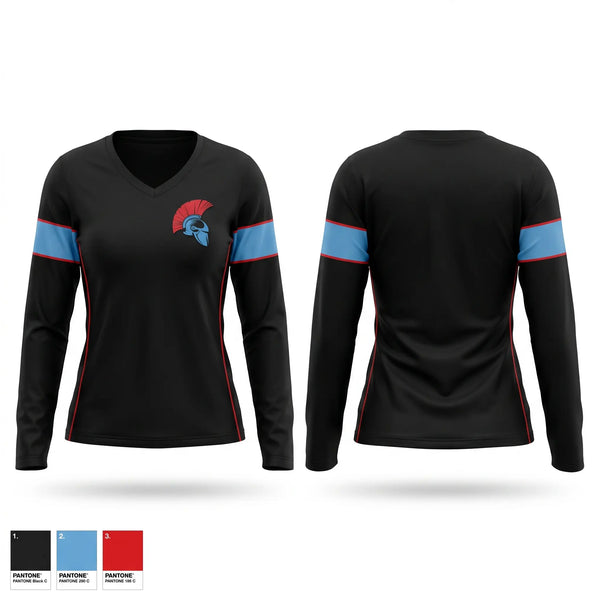 Womens Long Sleeve Vneck Shirt, Spartans, , Teamtime, Team time, sublimation, custom sports apparel, team uniforms, spirit wear, spiritwear, sports uniforms, custom shirts, team store, custom team store, fundraiser sports, apparel fundraiser