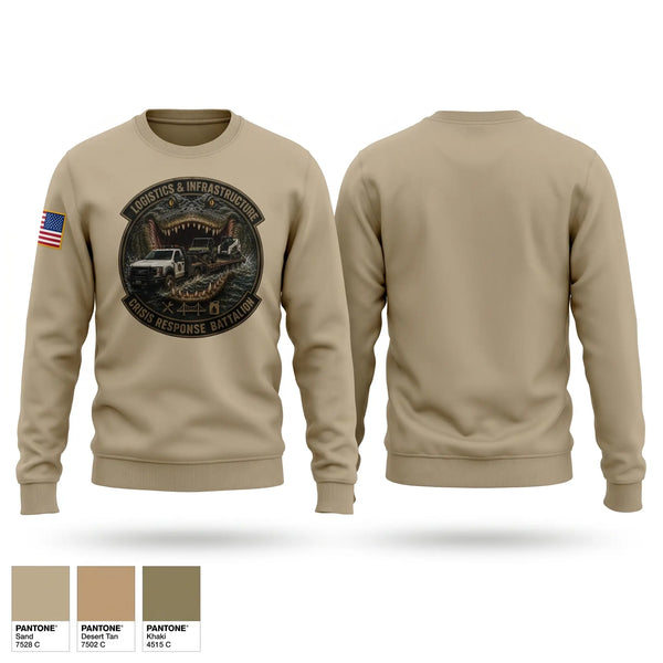 Crew Neck Sweatshirt, Logistics & Infrastructure Platoon Crisis Response Battalion, National Guard, Teamtime, Team time, sublimation, custom sports apparel, team uniforms, spirit wear, spiritwear, sports uniforms, custom shirts, team store, custom team store, fundraiser sports, apparel fundraiser