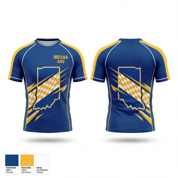Short Sleeve Rash Guard Shirt, INDIANA AAU, Wrestling, Teamtime, Team time, sublimation, custom sports apparel, team uniforms, spirit wear, spiritwear, sports uniforms, custom shirts, team store, custom team store, fundraiser sports, apparel fundraiser