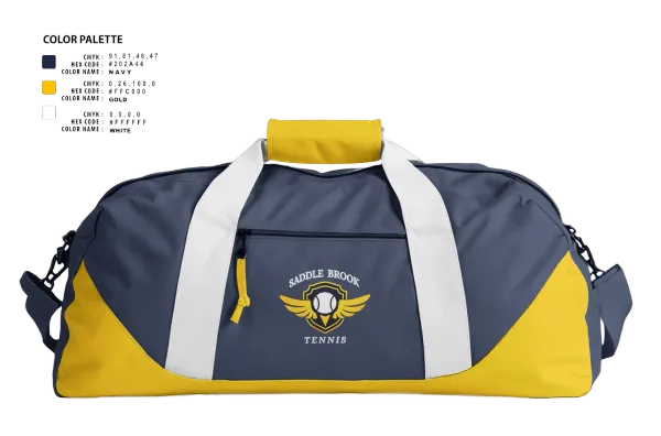 Duffle Bag, Saddle Brook Tennis, Tennis, Teamtime, Team time, sublimation, custom sports apparel, team uniforms, spirit wear, spiritwear, sports uniforms, custom shirts, team store, custom team store, fundraiser sports, apparel fundraiser