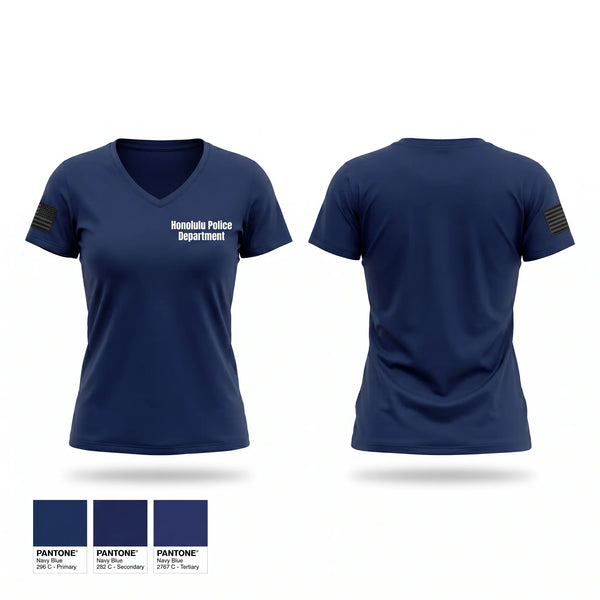 Womens Short Sleeve Vneck Shirt, Honolulu Police Department, Police, Teamtime, Team time, sublimation, custom sports apparel, team uniforms, spirit wear, spiritwear, sports uniforms, custom shirts, team store, custom team store, fundraiser sports, apparel fundraiser