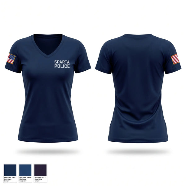 Womens Short Sleeve Vneck Shirt, SPARTA POLICE, Police, Teamtime, Team time, sublimation, custom sports apparel, team uniforms, spirit wear, spiritwear, sports uniforms, custom shirts, team store, custom team store, fundraiser sports, apparel fundraiser
