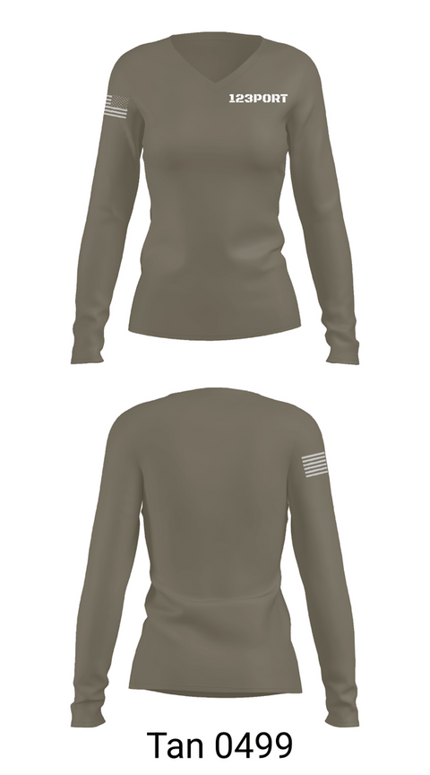 Womens Long Sleeve Vneck Shirt, 123PORT, Air Force, Teamtime, Team time, sublimation, custom sports apparel, team uniforms, spirit wear, spiritwear, sports uniforms, custom shirts, team store, custom team store, fundraiser sports, apparel fundraiser