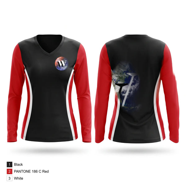 Womens Long Sleeve Vneck Shirt, WW Icons, Women's Basketball, Teamtime, Team time, sublimation, custom sports apparel, team uniforms, spirit wear, spiritwear, sports uniforms, custom shirts, team store, custom team store, fundraiser sports, apparel fundraiser