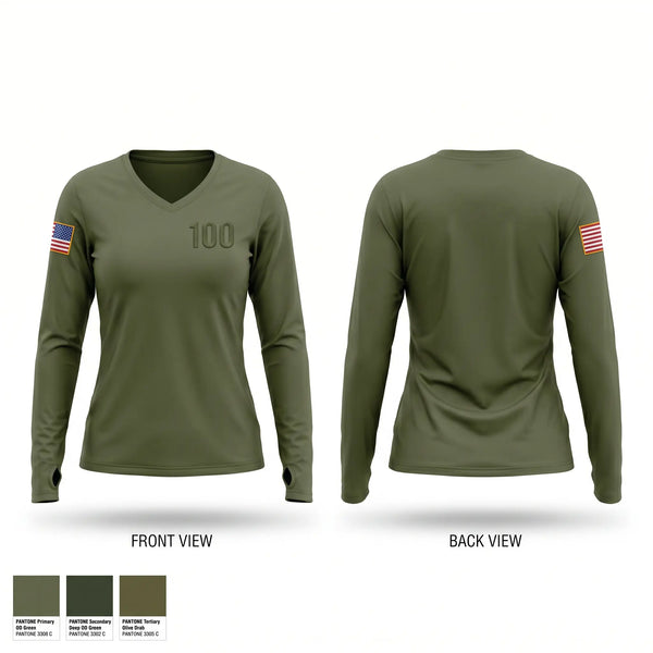 Womens Long Sleeve Vneck Shirt, 100, National Guard, Teamtime, Team time, sublimation, custom sports apparel, team uniforms, spirit wear, spiritwear, sports uniforms, custom shirts, team store, custom team store, fundraiser sports, apparel fundraiser