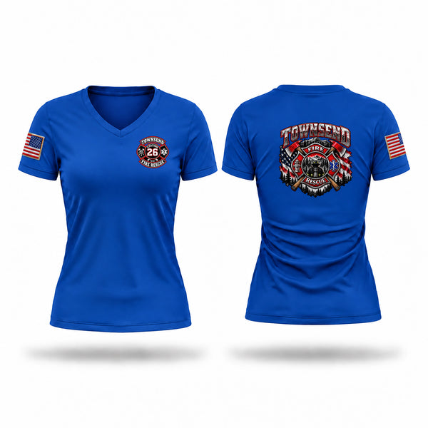 Womens Short Sleeve Vneck Shirt, Townsend, Fire Department, Teamtime, Team time, sublimation, custom sports apparel, team uniforms, spirit wear, spiritwear, sports uniforms, custom shirts, team store, custom team store, fundraiser sports, apparel fundraiser