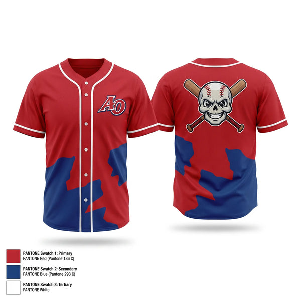 Full Button Baseball Jersey, Amador Outlaws, Baseball, Teamtime, Team time, sublimation, custom sports apparel, team uniforms, spirit wear, spiritwear, sports uniforms, custom shirts, team store, custom team store, fundraiser sports, apparel fundraiser