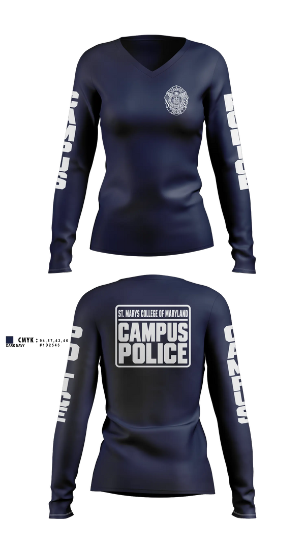 St. Marys College of Maryland Campus Police Women's Long Sleeve V-neck Shirt - 12