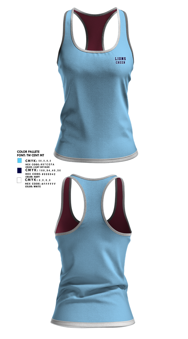 Tank Top, Lions, Cheer, Teamtime, Team time, sublimation, custom sports apparel, team uniforms, spirit wear, spiritwear, sports uniforms, custom shirts, team store, custom team store, fundraiser sports, apparel fundraiser