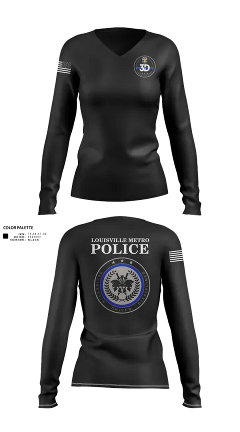 Womens Long Sleeve Vneck Shirt, 3rd Division CIU, Police, Teamtime, Team time, sublimation, custom sports apparel, team uniforms, spirit wear, spiritwear, sports uniforms, custom shirts, team store, custom team store, fundraiser sports, apparel fundraiser