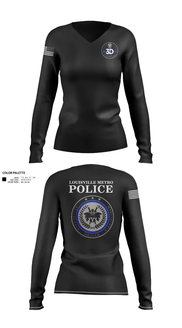 Womens Long Sleeve Vneck Shirt, 3rd Division CIU, Police, Teamtime, Team time, sublimation, custom sports apparel, team uniforms, spirit wear, spiritwear, sports uniforms, custom shirts, team store, custom team store, fundraiser sports, apparel fundraiser