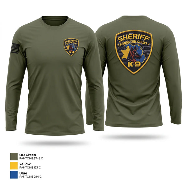 Long Sleeve Performance Shirt, Livingston Co Sheriff K9, Police, Teamtime, Team time, sublimation, custom sports apparel, team uniforms, spirit wear, spiritwear, sports uniforms, custom shirts, team store, custom team store, fundraiser sports, apparel fundraiser