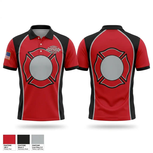 Short Sleeve Performance Polo, Southeast Fire Department, Fire Department, Teamtime, Team time, sublimation, custom sports apparel, team uniforms, spirit wear, spiritwear, sports uniforms, custom shirts, team store, custom team store, fundraiser sports, apparel fundraiser