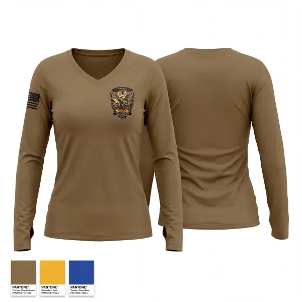Womens Long Sleeve Vneck Shirt, 2-210th Aviation Regiment, Army, Teamtime, Team time, sublimation, custom sports apparel, team uniforms, spirit wear, spiritwear, sports uniforms, custom shirts, team store, custom team store, fundraiser sports, apparel fundraiser