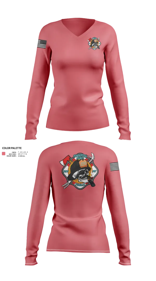 Womens Long Sleeve Vneck Shirt, Forgotten Coast F.O.O.L.S., , Teamtime, Team time, sublimation, custom sports apparel, team uniforms, spirit wear, spiritwear, sports uniforms, custom shirts, team store, custom team store, fundraiser sports, apparel fundraiser