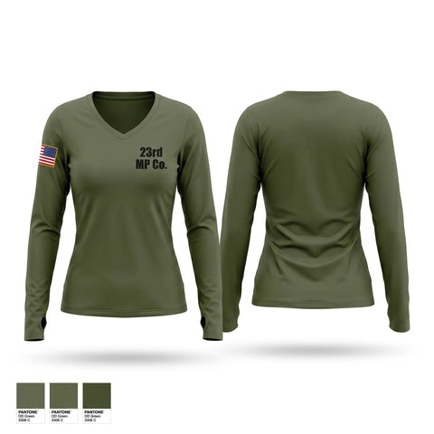 Womens Long Sleeve Vneck Shirt, 23rd MP Co, Army, Teamtime, Team time, sublimation, custom sports apparel, team uniforms, spirit wear, spiritwear, sports uniforms, custom shirts, team store, custom team store, fundraiser sports, apparel fundraiser