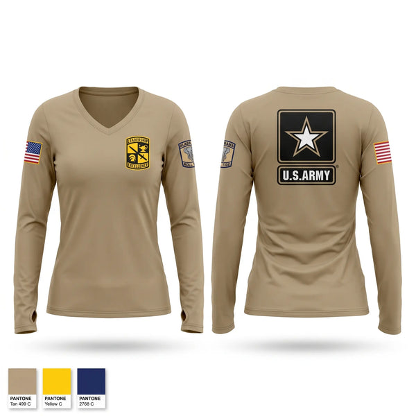 Womens Long Sleeve Vneck Shirt, Crimson Tide Battalion, National Guard, Teamtime, Team time, sublimation, custom sports apparel, team uniforms, spirit wear, spiritwear, sports uniforms, custom shirts, team store, custom team store, fundraiser sports, apparel fundraiser